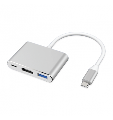 Adaptador AON USB-C a USB hembra, USB-C y HDMI