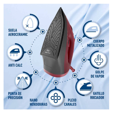 Plancha de vapor Oster® roja con suela de cerámica
