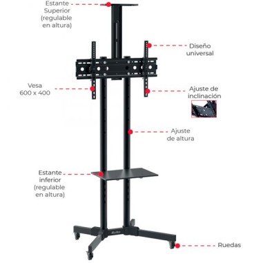Soporte TV De Pie Kolke 30´ - 70´ 40Kg. Al mejor precio en el Paraguay