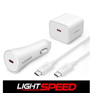 Cargador De Pared / De Auto USBC 30W - Cable Blanco. Al mejor precio en el Paraguay