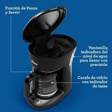 Cafetera Oster 12 tazas programable Negra