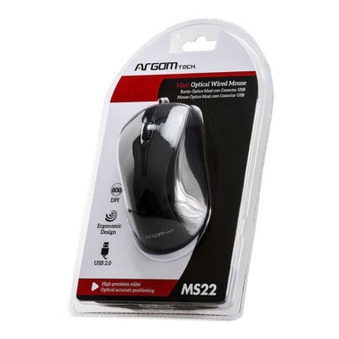 Mouse ArgomTech Maxi – Óptico con Cable, Precisión y Comodidad – Negro