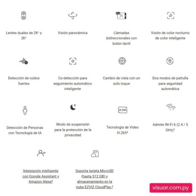 Cámara de Seguridad EZVIZ H7C Dual Cam WiFi – Interior 2K Panorámica