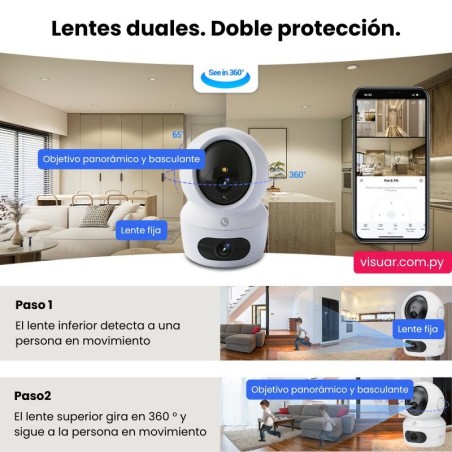 Cámara de Seguridad EZVIZ H7C Dual Cam WiFi – Interior 2K Panorámica