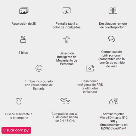 Videoportero Inteligente EZVIZ HP7 2K – Pantalla Táctil & WiFi