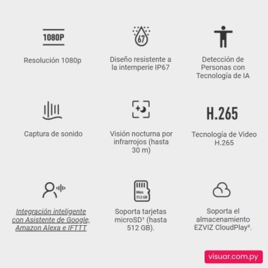 Cámara de Seguridad EZVIZ H3C WiFi para Exterior – Full HD 2MP (Lente 2.8 mm)