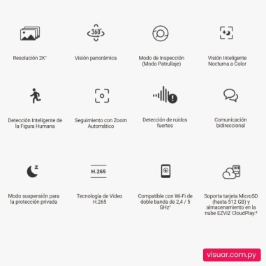 Cámara de Seguridad EZVIZ H6C 4MP WiFi para Interior 360° FHD