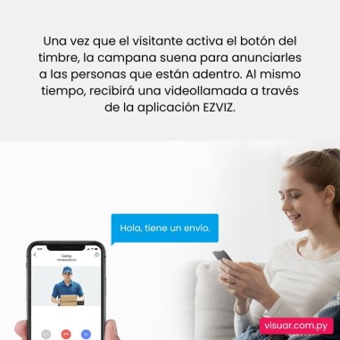 Timbre Inalámbrico Ezviz HP4 con Mirilla – Cámara 2MP, Pantalla Interior y Visión Nocturna