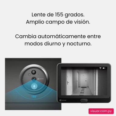 Timbre Inalámbrico Ezviz HP4 con Mirilla – Cámara 2MP, Pantalla Interior y Visión Nocturna