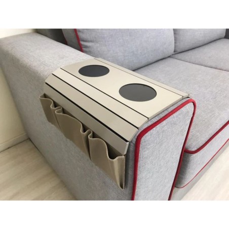 Bandeja para sofa con 3 bolsillos - Beige