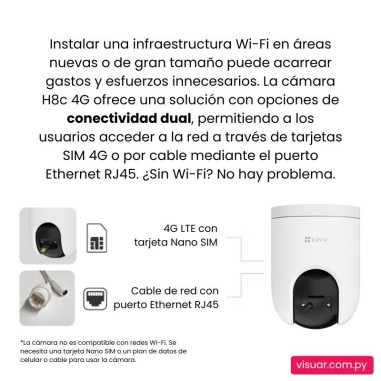 Cámara de Seguridad EZVIZ H8C 4G Exterior – 3MP – Movimiento Pan & Tilt