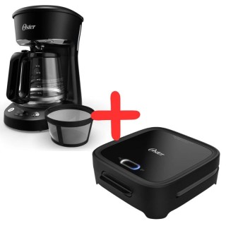 COMBO Oster Cafetera 12 tazas programable + Sandwichera Plato Hondo