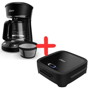 COMBO Oster Cafetera 12 tazas programable + Sandwichera Plato Hondo