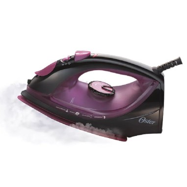 Plancha de vapor de cerámica Oster Negra y Morada. El Mejor precio del País.