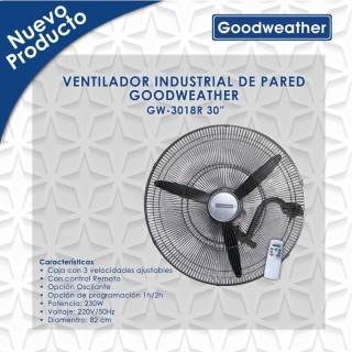 Ventilador Industrial de Pared Goodweather 30" GW-3018R