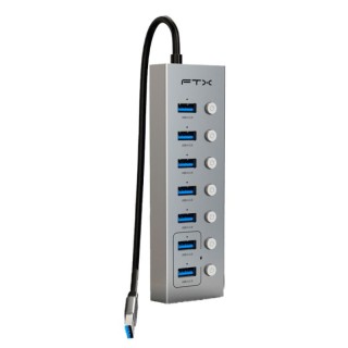 Hub FTX USB-A 3.0 – 7 Puertos / 5Gbps – USB-C – Gris