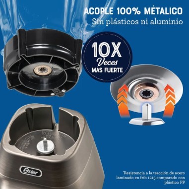 Licuadora Oster® programas automáticos con tecnología reversible, pantalla táctil y vaso BLend-N-Go