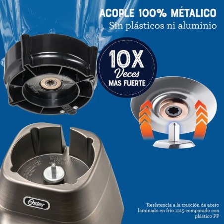 Licuadora Oster® programas automáticos con tecnología reversible, pantalla táctil y vaso BLend-N-Go