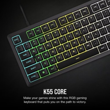 Teclado Gamer Corsair K55 Core RGB USB - Negro