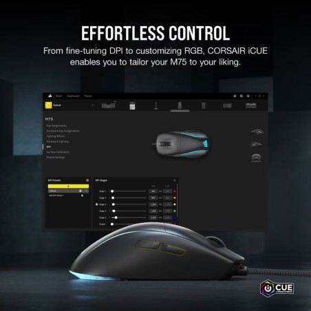 Mouse Gamer Corsair M75 RGB USB - Negro