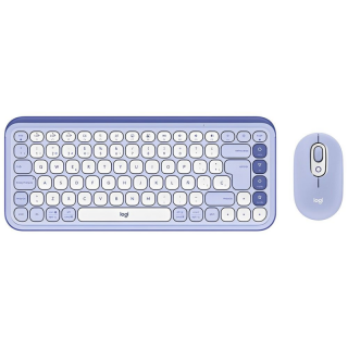 Teclado + Mouse Logitech Pop Icon Wireless - Blanco/Lila