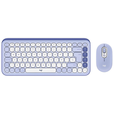 Teclado + Mouse Logitech Pop Icon Wireless - Blanco/Lila