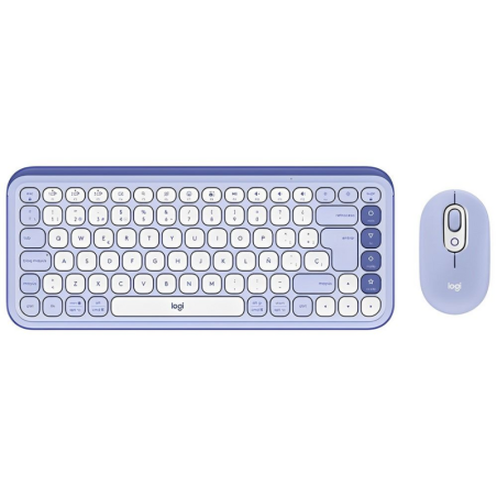 Teclado + Mouse Logitech Pop Icon Wireless - Blanco/Lila