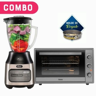 Combo Horno Electrico Ferre 60 litros Gris + Licuadora Oster® con tecnología reversible