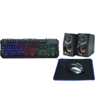 Kit Gamer Teclado Satellite GK-42 RGB + Mouse + Mousepad + Speaker - Negro (Español)