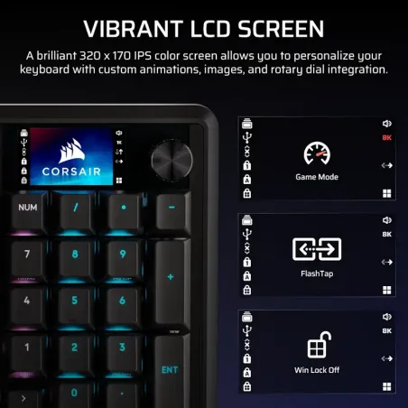 Teclado Gamer Corsair Vanguard Pro 96 – Switches magnéticos, pantalla LCD