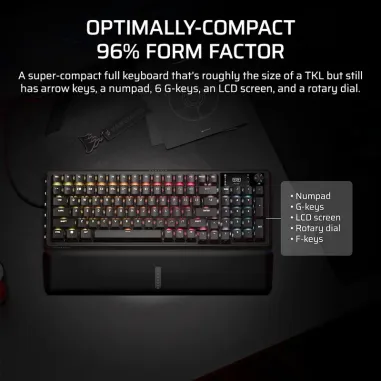 Teclado Gamer Corsair Vanguard Pro 96 – Switches magnéticos, pantalla LCD