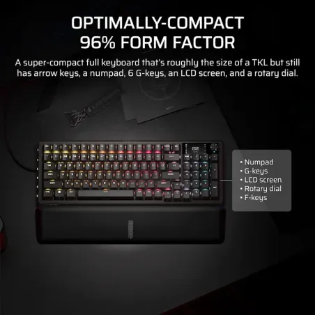 Teclado Gamer Corsair Vanguard Pro 96 – Switches magnéticos, pantalla LCD