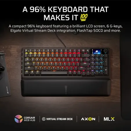 Teclado Gamer Corsair Vanguard 96 – Switches MLX, diseño compacto