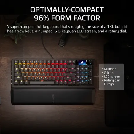 Teclado Gamer Corsair Vanguard 96 – Switches MLX, diseño compacto
