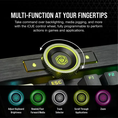 Teclado Gamer Corsair K100 RGB – Mecánico, switches Cherry MX, RGB