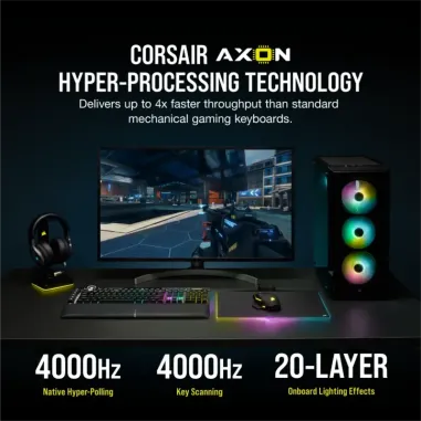 Teclado Gamer Corsair K100 RGB – Mecánico, switches Cherry MX, RGB