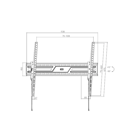 SOPORTE P/TV FTX FTX38-69T 43" A 100" 75KG/INC5°/FIJO NEGRO