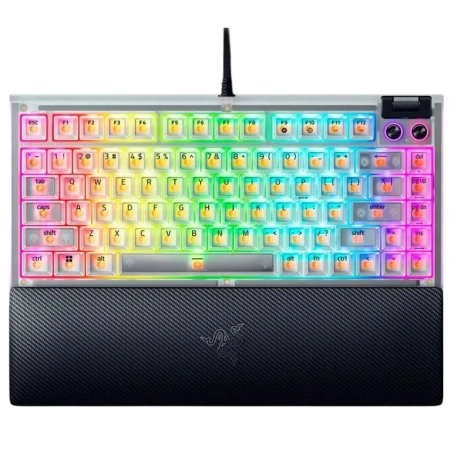 Teclado Gamer Razer BlackWidow V4 75% Phantom White Edition – Mecánico, RGB, Diseño Translúcido