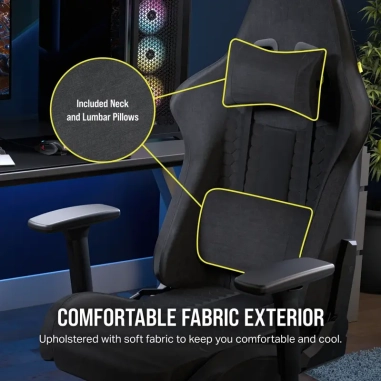 Silla Gamer Corsair TC100 Relaxed - Negro/Gris
