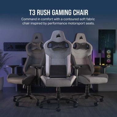 Silla Gamer Corsair T3 Rush - Gris/Blanca