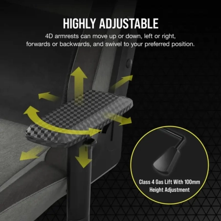Silla Gamer Corsair T3 Rush - Gris/Carbón
