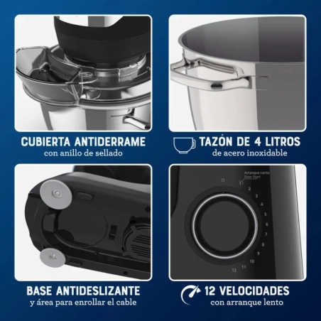 Batidora Planetaria Oster 4L 12Vel. Acero Inoxidable