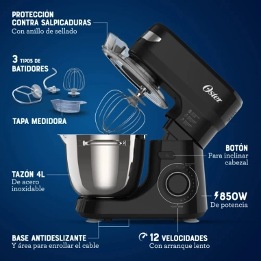 Batidora Planetaria Oster 4L 12Vel. Acero Inoxidable