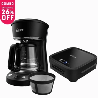 COMBO Oster Cafetera 12 tazas programable + Sandwichera Plato Hondo