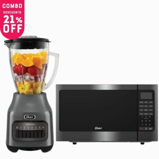 Combo Licuadora Oster® Con Vaso De Vidrio 1.5L 6 Velocidades  + Microondas Oster 20 Litros