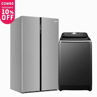 Combo Oster Heladera Side By Side 623L F/S Inverter + Lavarropas Carga Superior 16Kg Inverter