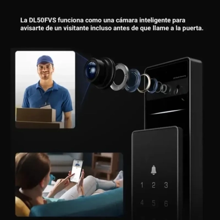 Cerradura Inteligente EZVIZ DL50FVS – Reconocimiento Facial 3D, Huella, WiFi, Bluetooth y Cámara