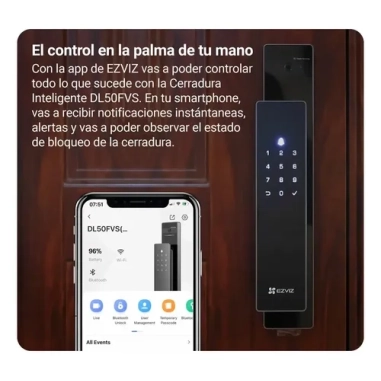 Cerradura Inteligente EZVIZ DL50FVS – Reconocimiento Facial 3D, Huella, WiFi, Bluetooth y Cámara