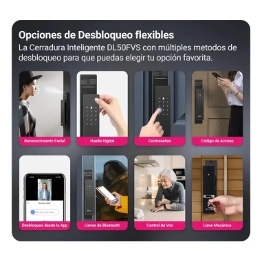 Cerradura Inteligente EZVIZ DL50FVS – Reconocimiento Facial 3D, Huella, WiFi, Bluetooth y Cámara