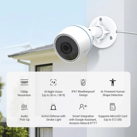 Cámara EZVIZ H3C – Full HD, Exterior, Visión Nocturna y Detección Inteligente de Personas